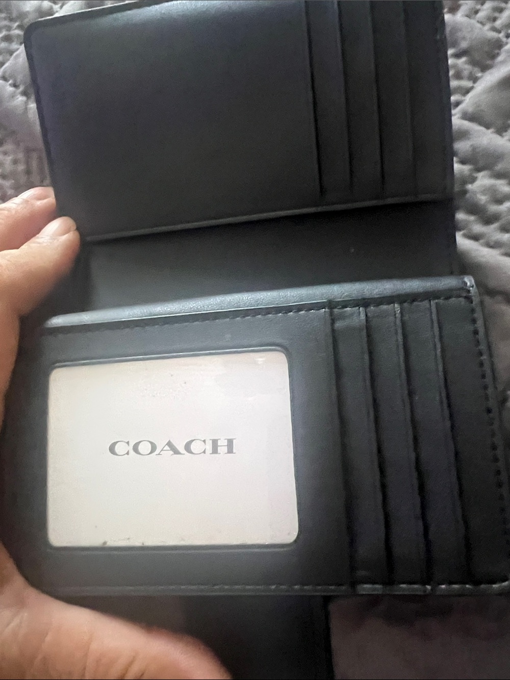 Coach Brown/Black Signature Canvas Snap Wallet with Gold Logo - Picture 3 of 6